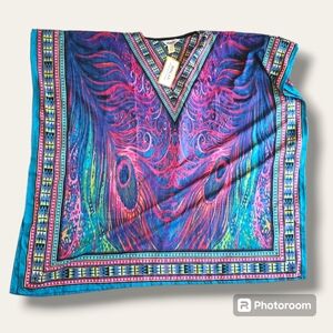 NWT Boho Caftan peacock swim coverup